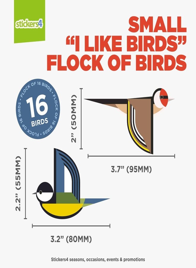 Stickers4 16-Pack Flock of Bird Window Clings - Colourful Window Decals to Prevent Bird Strikes -Double-Sided - Image 2